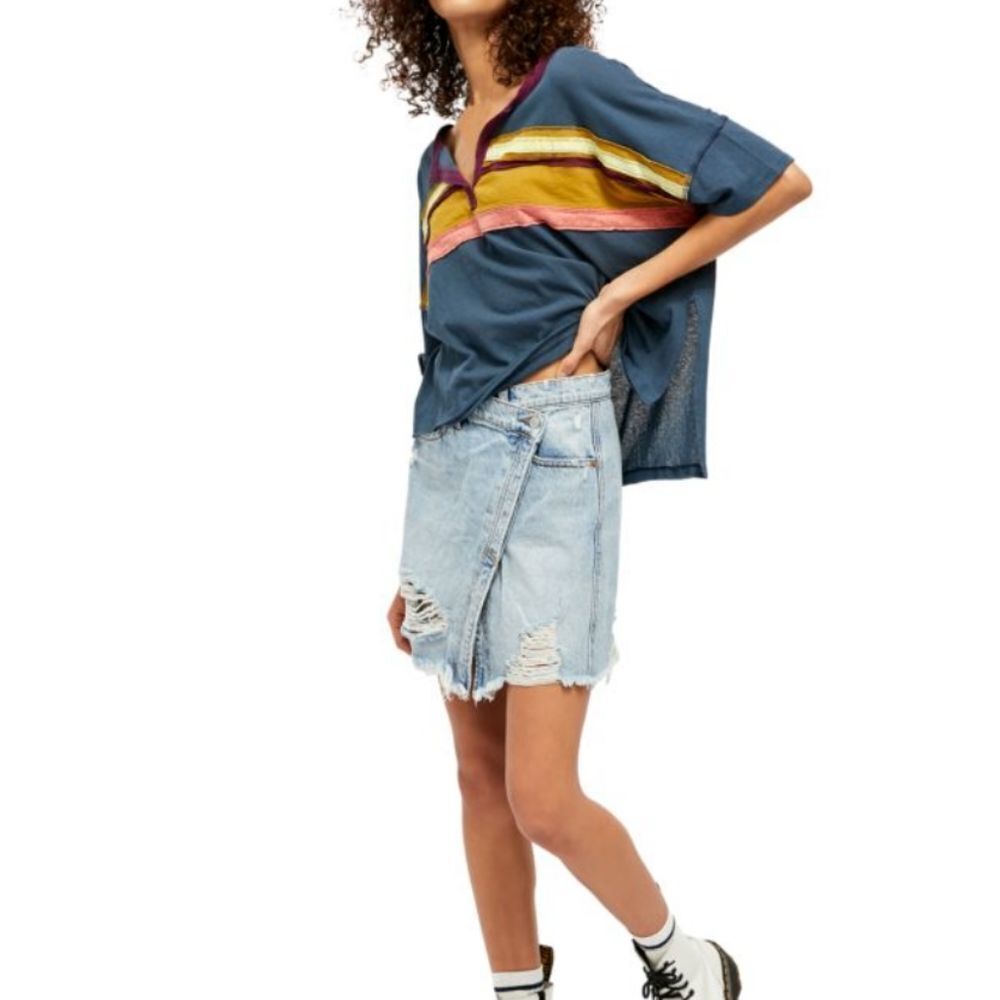 Free People Surfs up Wrap Denim Mini Skirt nwt women's size 27
